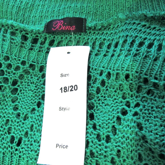 NEW Green Lace Knit Open Front Cardigan Shrug L - Picture 4 of 5